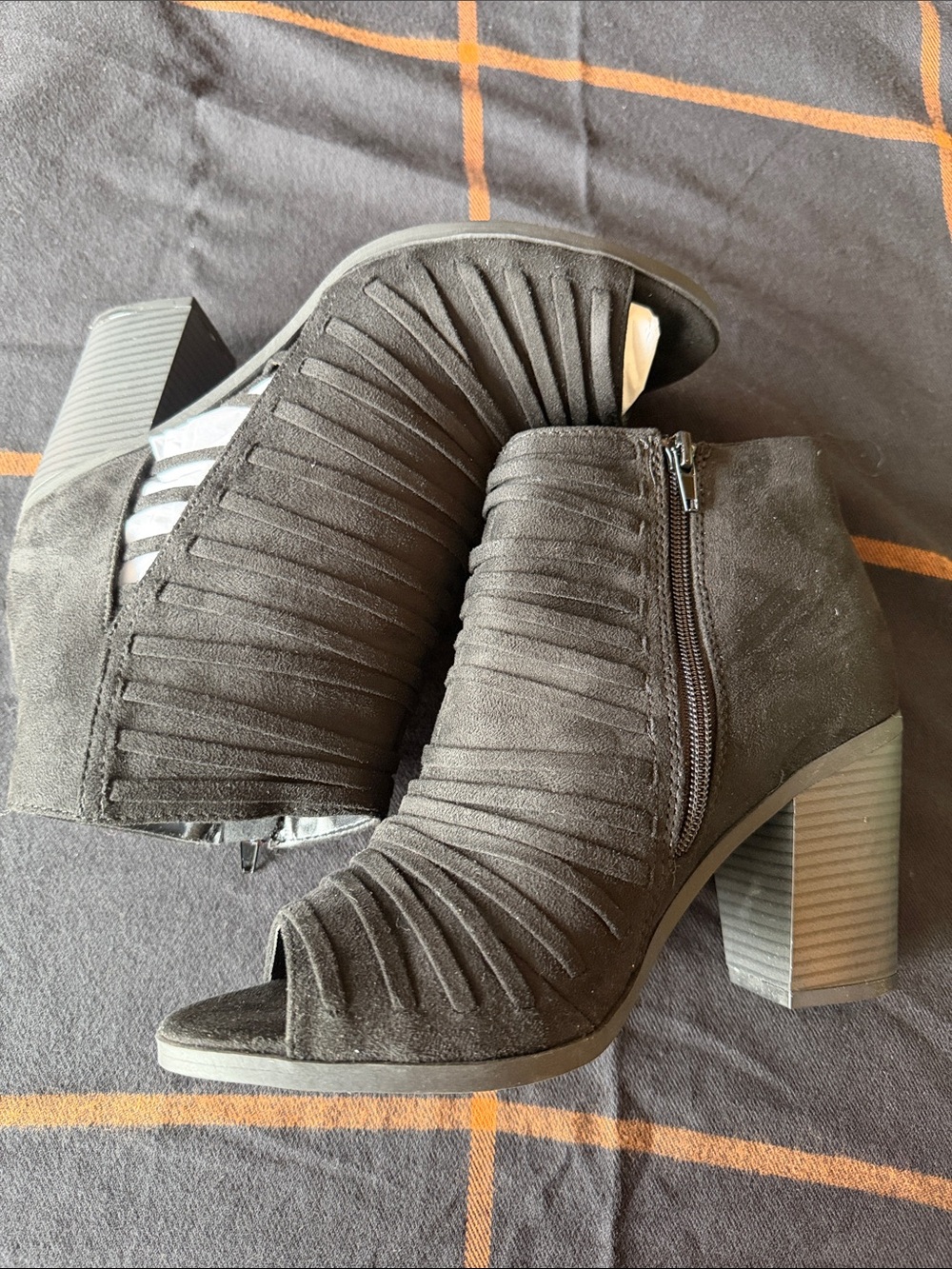 Soda Black Peep-Toe Ruched Ankle Booties